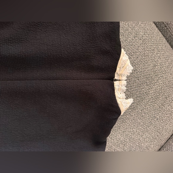 Sandro Black Mini Dress with White Lace Bib Trim Size 34 NWT - Picture 9 of 12